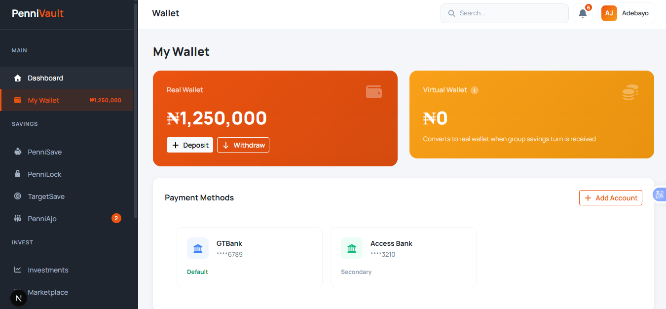 PenniVault Wallet System